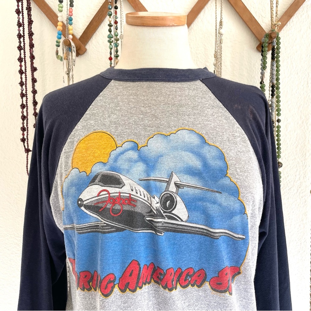 1980s Vintage Foghat Raglan Tour Shirt Foghat Touring America 81 - Picture 9 of 10
